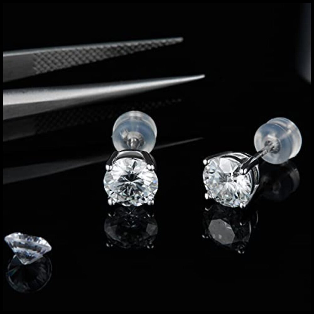 1 CT Moissanite Stud Earrings 925 Sterling Silver Solitaire Occasion Gift